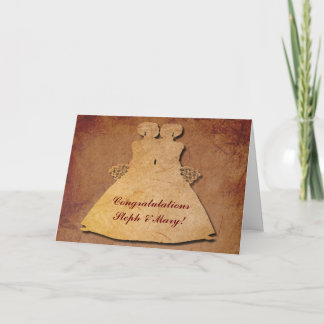 Carte Mariage rustique rouge pour les mariées lesb