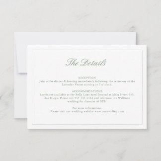 Carte mariage Sage Green Crest Monogram Détails