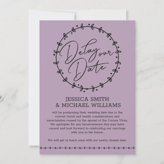 Carte Mariage simple Coronavirus Changer de date (Devant)