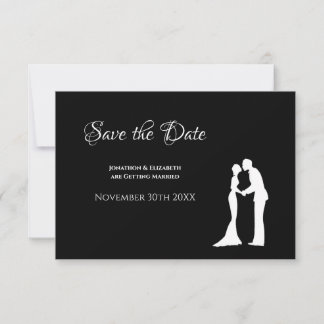 Carte Mariage Simple Enregistrer Date Noir Blanc Mariée 