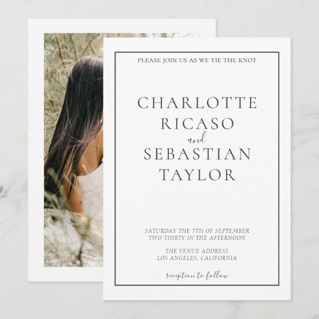 Carte Mariage simple et élégant (Devant / Derrière)