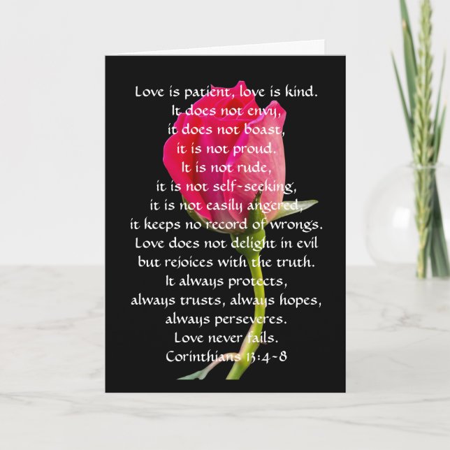 Carte Mariage souhaite Rose rouge Corinthian Verse Amour (Devant)