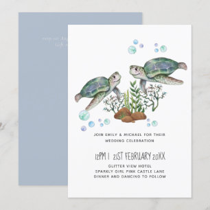 Carte Mariage sur la plage des tortues de mer