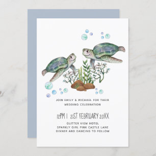 Carte Mariage sur la plage des tortues de mer