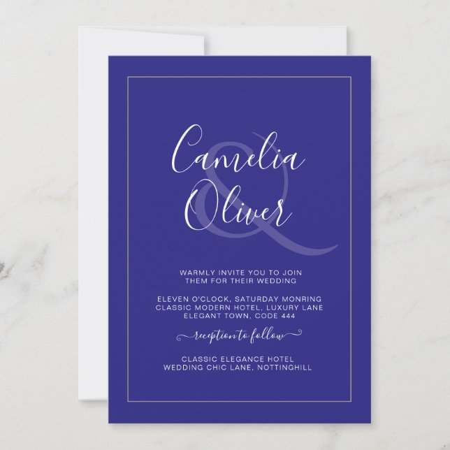 Carte Mariage tout-en-1 moderne monochrome (Devant)