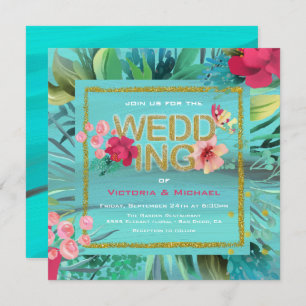Carte Mariage Tropical Ocean Waves Gold Parties sc