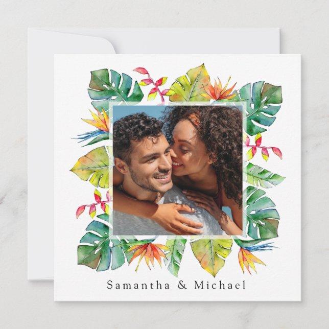 Carte Mariage tropical | Photo Enregistrer La Date (Devant)