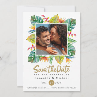 Carte Mariage tropical | Photo Enregistrer La Date