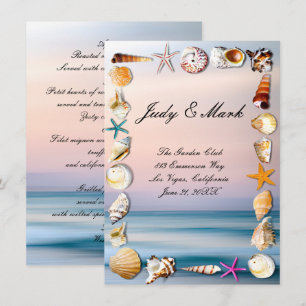 Carte Mariage Tropical Sandy Beach & Seashells