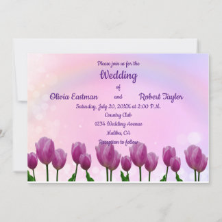 Carte Mariage tulipes roses et belle personnalisation