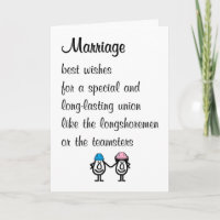 Mariage Un Mariage Drôle Poème de Félicitations