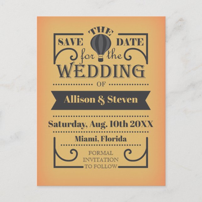 Carte mariage unique avec montgolfière (Devant)
