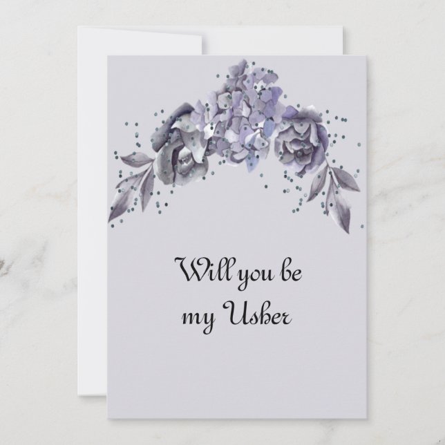 Carte Mariage "Usher" Demande pour Série Bleu Ardoise (Devant)