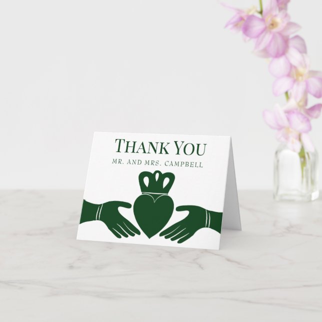 Carte Mariage vert simple et graphique de l'anneau de Cl (Orchidée)