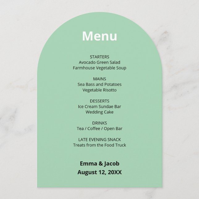 Carte Mariage verte à la menthe moderne (Devant)