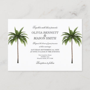 Carte Mariage verte Tropical Palm Tree