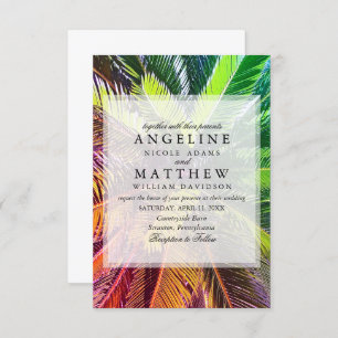 Carte Mariage verte Tropical Palm Tree