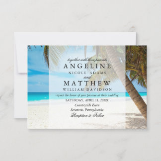 Carte Mariage verte Tropical Palm Tree