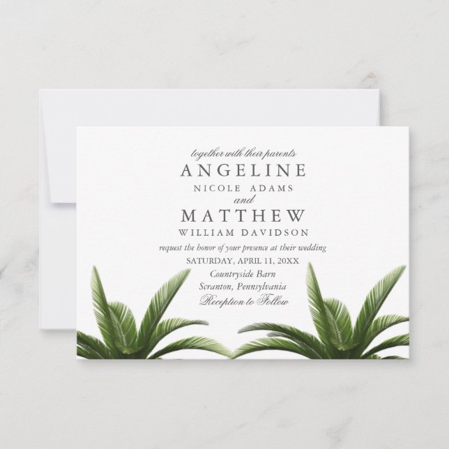 Carte Mariage verte Tropical Palm Tree (Devant)