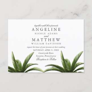 Carte Mariage verte Tropical Palm Tree