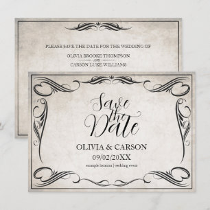 Carte Mariage vintage Art déco noir Enregistrer la date