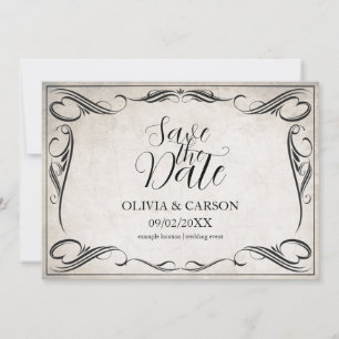 Carte Mariage vintage Art déco noir Enregistrer la date