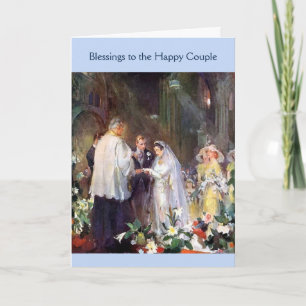 Carte Mariage vintage - Bénédiction au couple heureux,