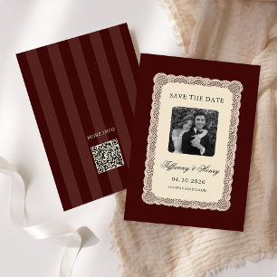 Carte Mariage vintage en dentelle de Bourgogne à retenir