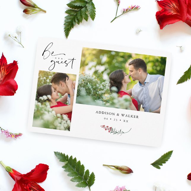Carte Mariage White Branches tendance Célébration 2 Phot (Créateur téléchargé)
