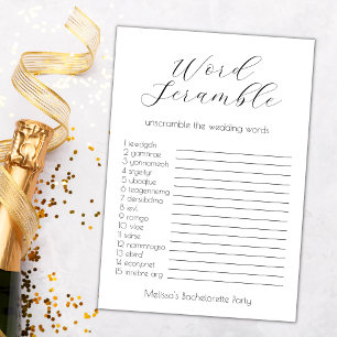 Carte Mariage Word Scramble Bachelorette Party Jeu