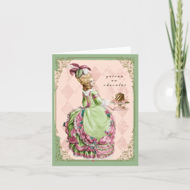 Carte Marie Antoinette avec le gâteau (Devant)