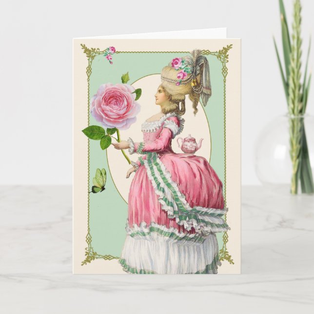 Carte Marie Antoinette avec Rose (Devant)