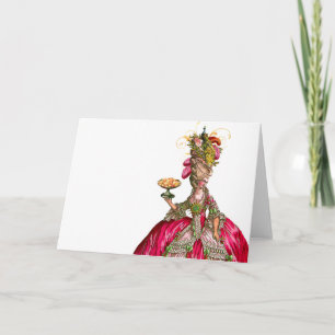 Carte Marie Antoinette paon et gâteau