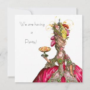 Carte Marie Antoinette paon et gâteau