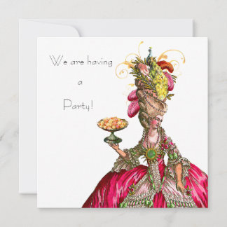 Carte Marie Antoinette paon et gâteau