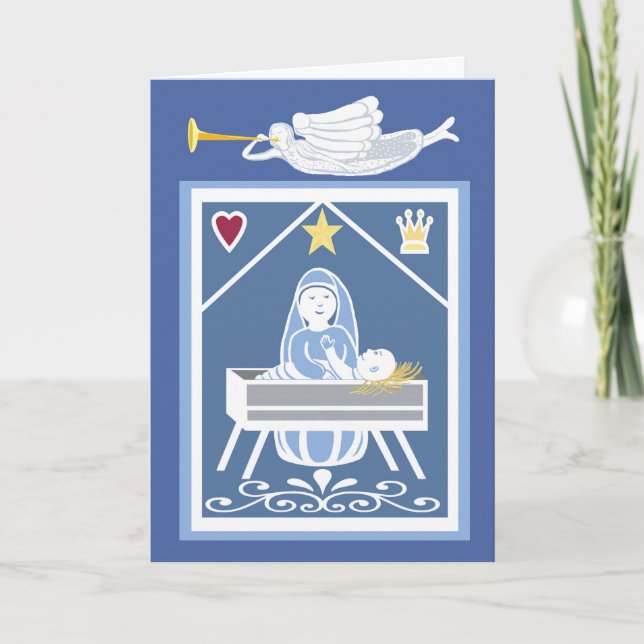 Carte Marie, Jésus et ange de Noël (Devant)