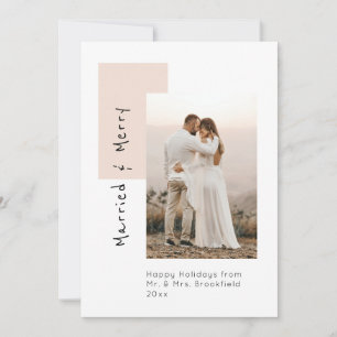 Carte Marié moderne et joyeux photo Blush Newlysée