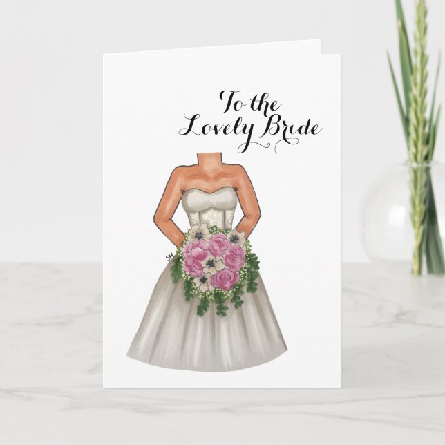 Carte Mariée avec Bouquet de fleurs Salutation Mariage (Devant)