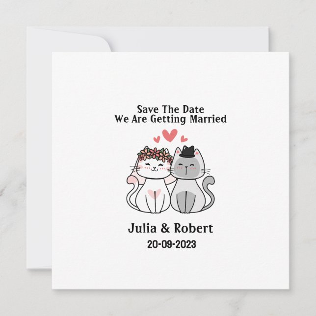 Carte Mariée de chats mignonne et mariage de chambre Enr (Devant)