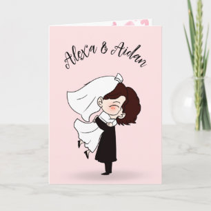 Carte Mariée et chambre sur rose pâle