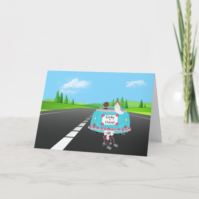Carte Mariée et fille en voiture (Devant)
