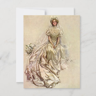 Carte Mariée victorienne vintage, portrait de mariage an