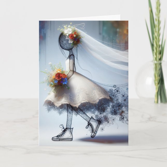 Carte Mariée Whimsical En Basket (Devant)