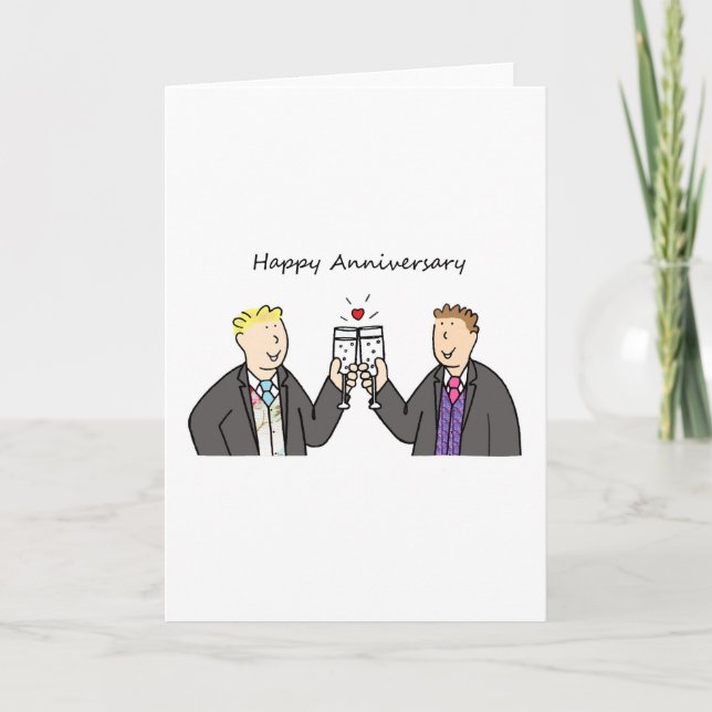 Carte Mariés heureux d'anniversaire de couples masculins (Devant)