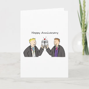 Carte Mariés heureux d'anniversaire de couples masculins
