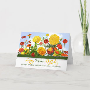 Carte Marigold Jardin d'anniversaire pour octobre