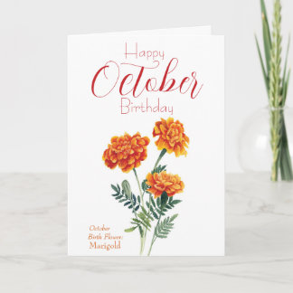 Carte Marigold Octobre Fleur de naissance Anniversaire