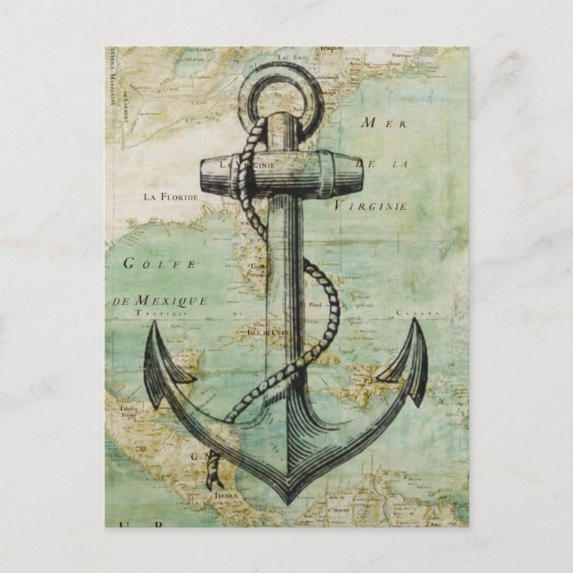 Carte marine antique avec Ancre (Devant)