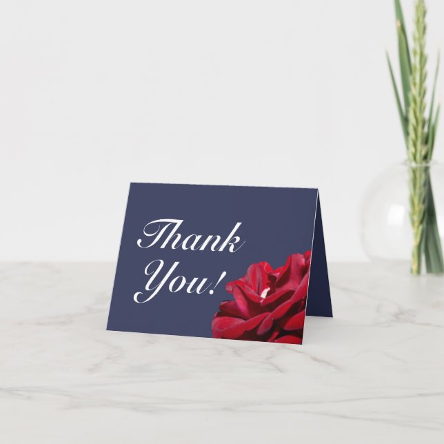 Carte Marine Bleu Bourgogne Floral Mariage Merci (Devant)