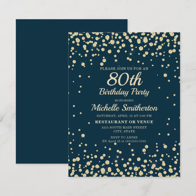 Carte Marine Blue Gold Diamond Parties scintillant Femme (Devant / Derrière)